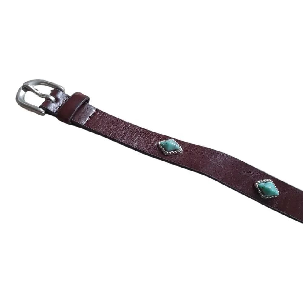 Target Brown Belt with Silver Buckle and Green Details